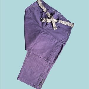 Gloria Vanderbilt Lavender Trousers with Woven Belt